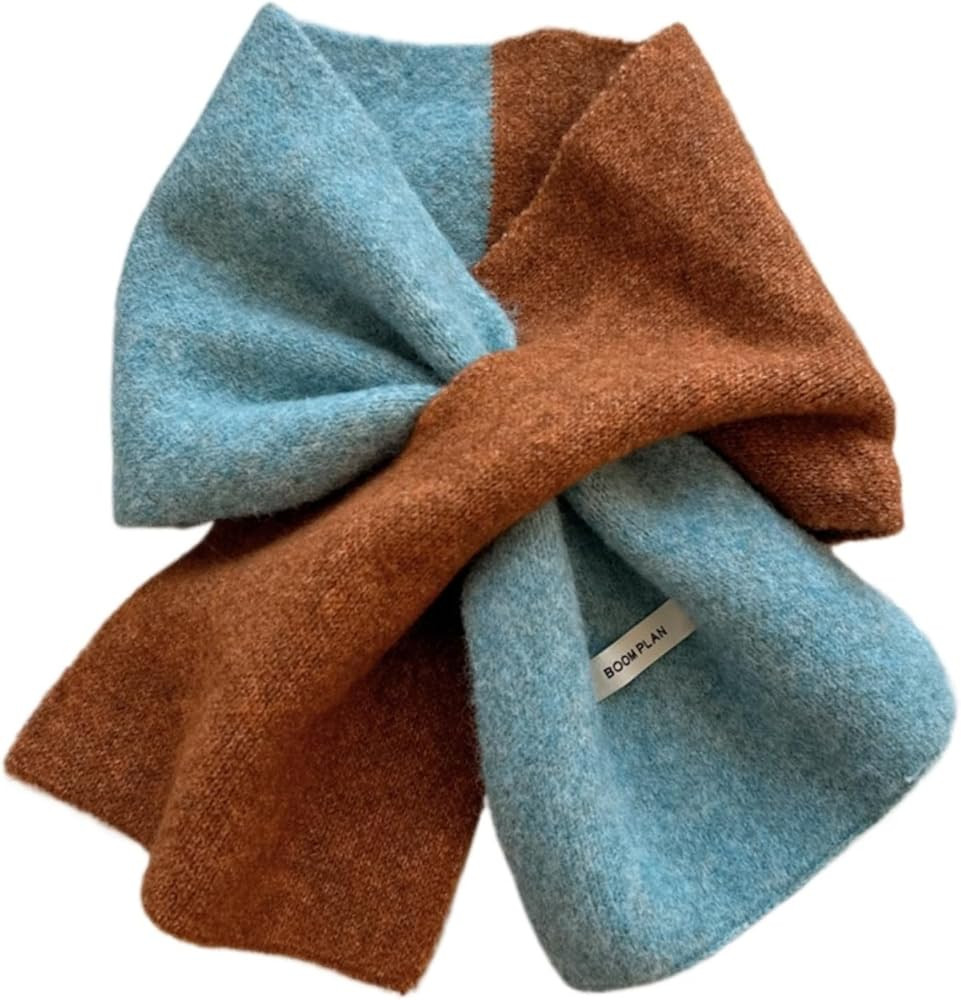 Pull Through Scarf for Women Knit Triangle Scarf Short Keyhole Scarf Collar Scarf Y2k Aesthetic A... | Amazon (US)