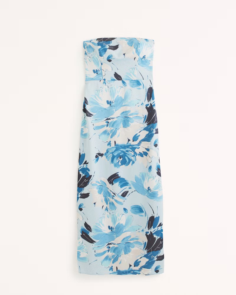 Strapless Satin Maxi Dress | Abercrombie & Fitch (US)
