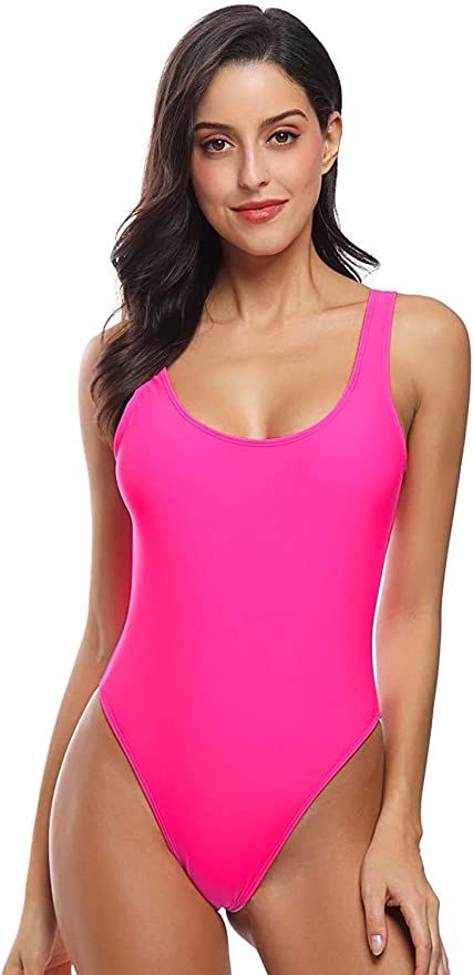 MIAIULIA Women's Retro 80s/90s Inspired High Cut Low Back Padding One Piece Swimwear Bathing Suit... | Amazon (US)