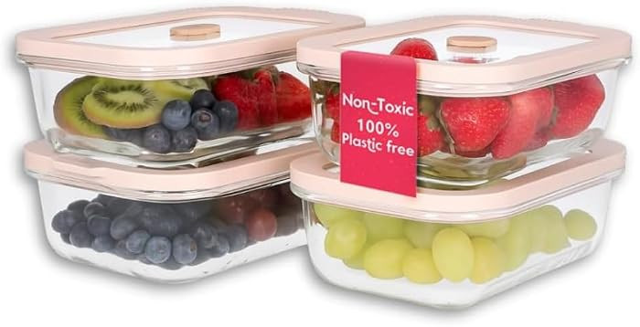 Plastic & BPA free. Glass body, glass lid & platinum silicone seal. Airtight & leakproof. Freezer... | Amazon (US)