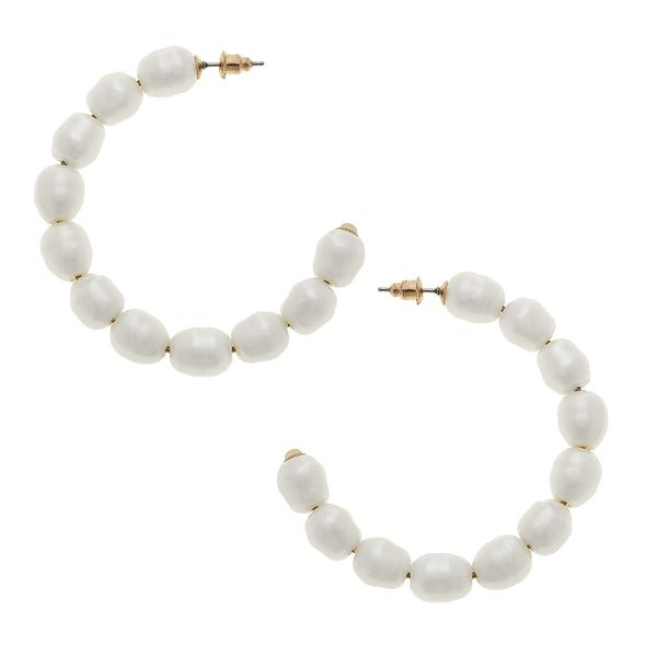 Sophie Freshwater Pearl Hoop Earrings in Ivory | CANVAS