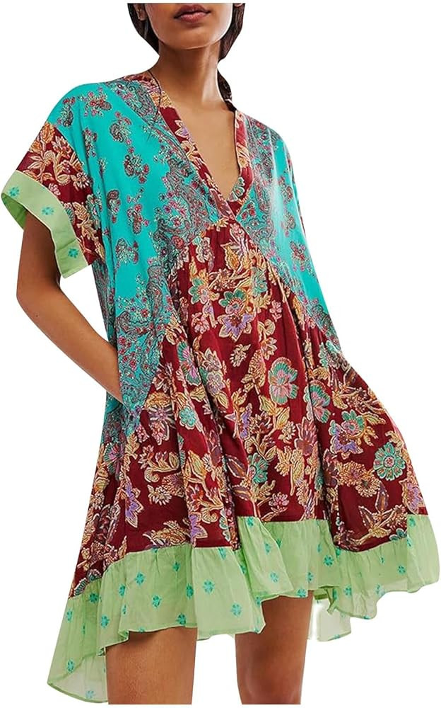 Hot Short Mini Dress Babydoll Dress for Women Oversized Boho Summer Dress, Y2K Mini Dresses | Amazon (US)