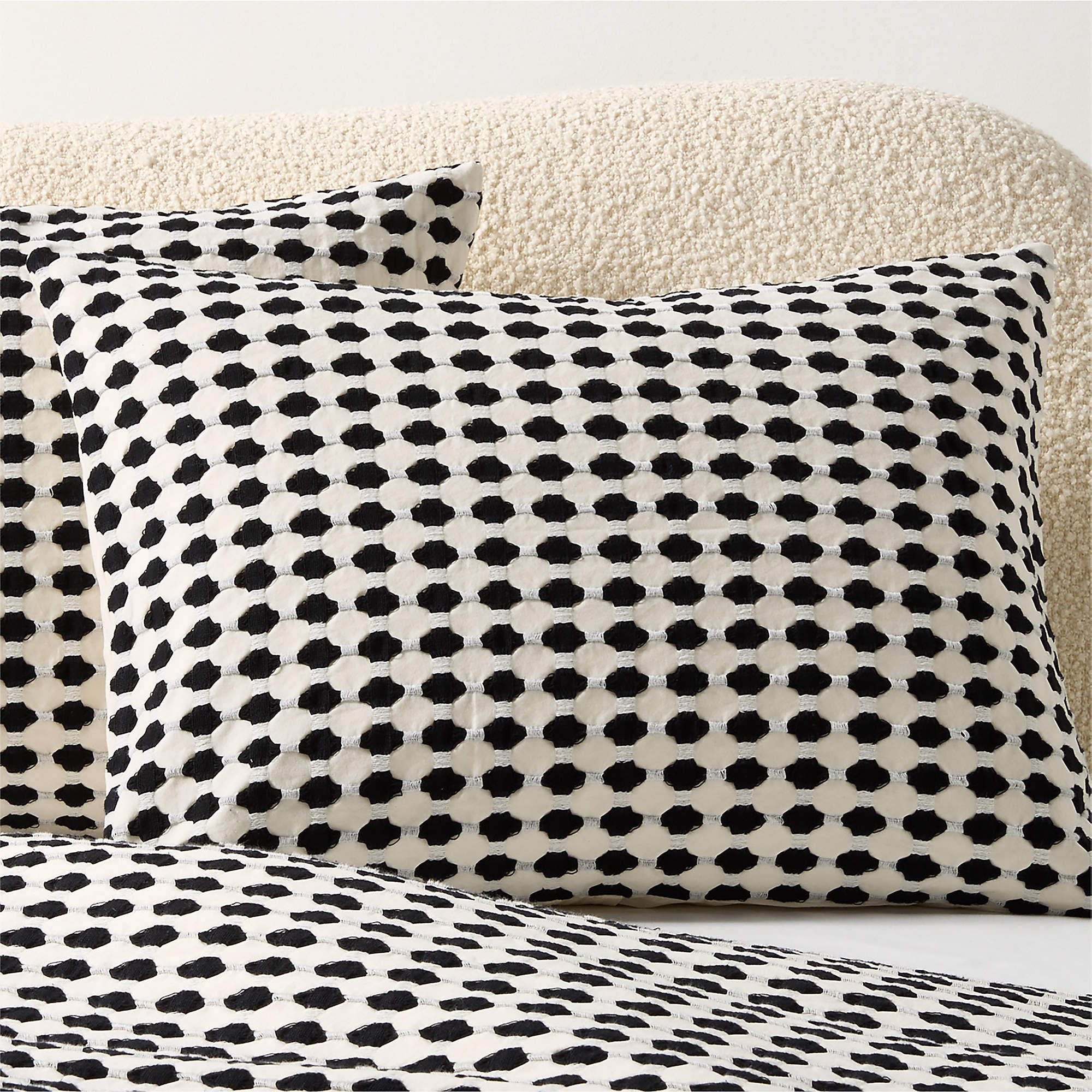 Estela Black and White Organic Cotton Standard Pillow Shams Set of 2 + Reviews | CB2 | CB2