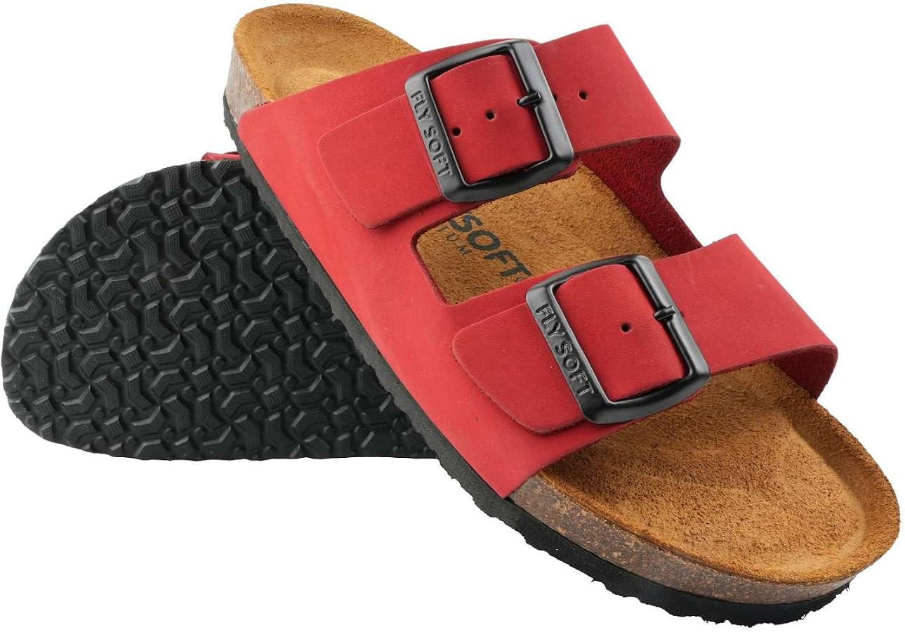 Women's 100% Genuine Leather Sandals - Comfortable Smart Foam Footbed, Slip-On Slides for Summer ... | Amazon (US)