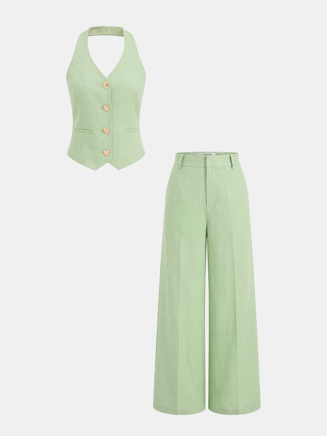 Halter Vest & Wide Leg Pants Set | Commense