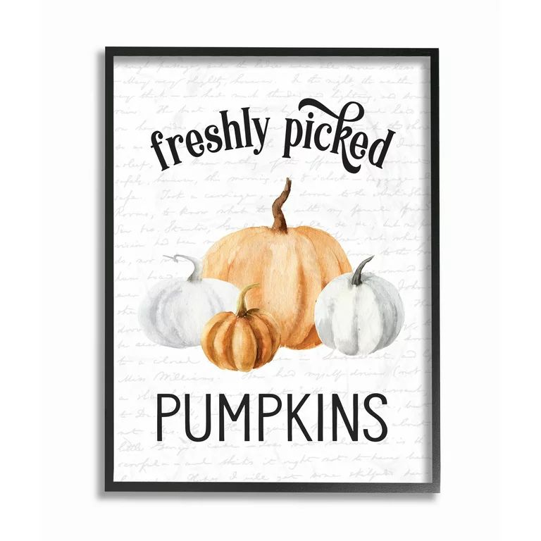 Stupell Industries Freshly Picked Pumpkins Autumn Fall Seasonal Design Framed Wall Art by Lettere... | Walmart (US)
