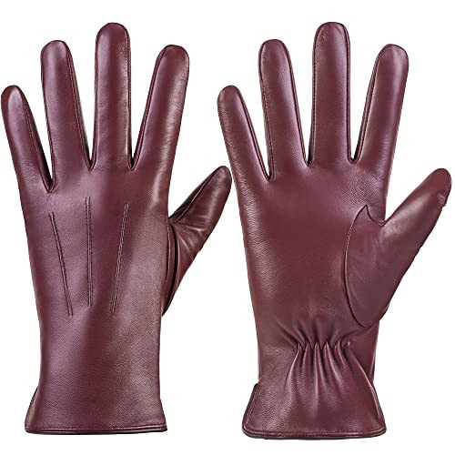 alqqas Winter Fashion Leather Gloves for Women, Warm Cashmere Lining Touchscreen Texting Driving Dress Gloves | Amazon (US)