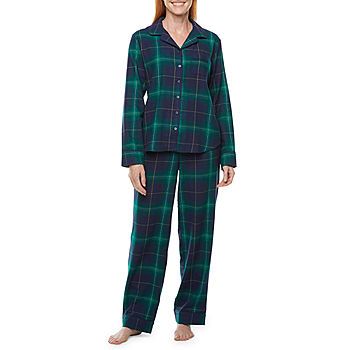 Liz Claiborne Flannel Womens Long Sleeve 2-pc. Pant Pajama Set | JCPenney