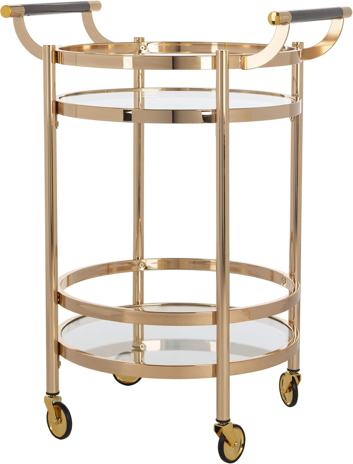 Safavieh Home Collection Sienna Gold and Glass 2-Tier Round Bar Cart | Amazon (US)