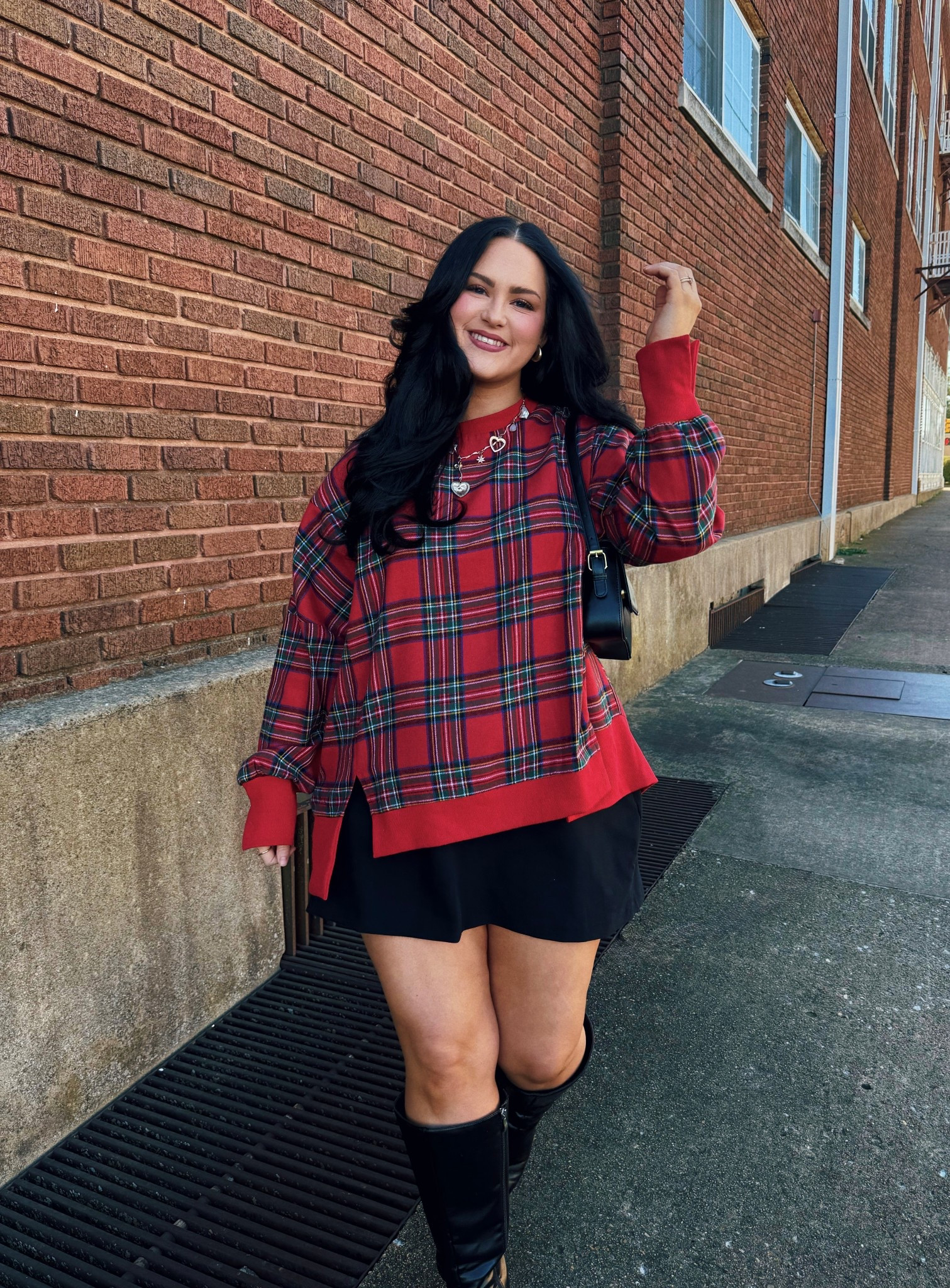 Plaid top is called Sunset Glow Pullover from Chicsoul.com.

#LTKootd #LTKSaleAlert #LTKHoliday