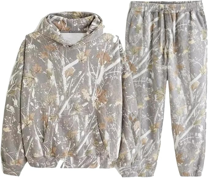 Camo Sweatsuits for Women Maple Leaf Print Oversized Hoodie Camo Fleece Sweatpans Lounge Sets Fal... | Amazon (US)