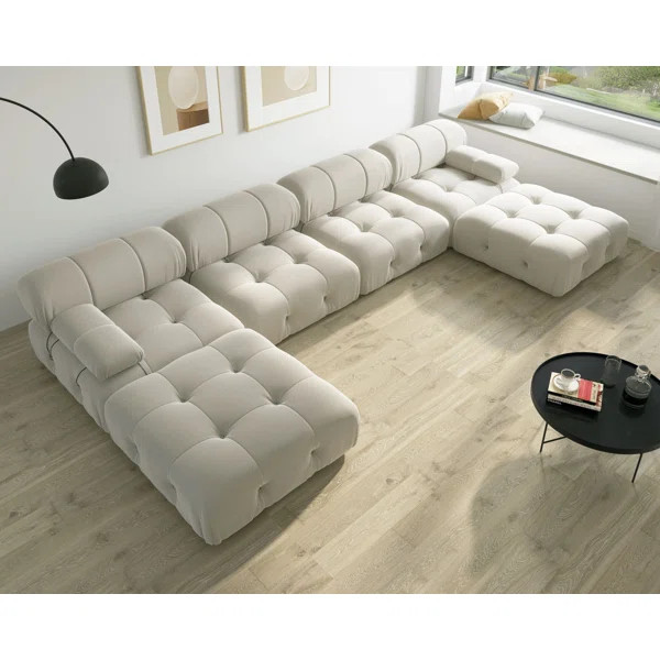 Cylar 138.6'' Wide Velvet Reversible Modular Sofa & Chaise with Ottoman | Wayfair North America