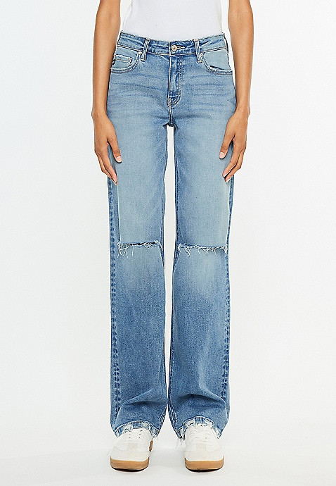 KanCan™ High Rise Open Ripped Straight Jean | Maurices