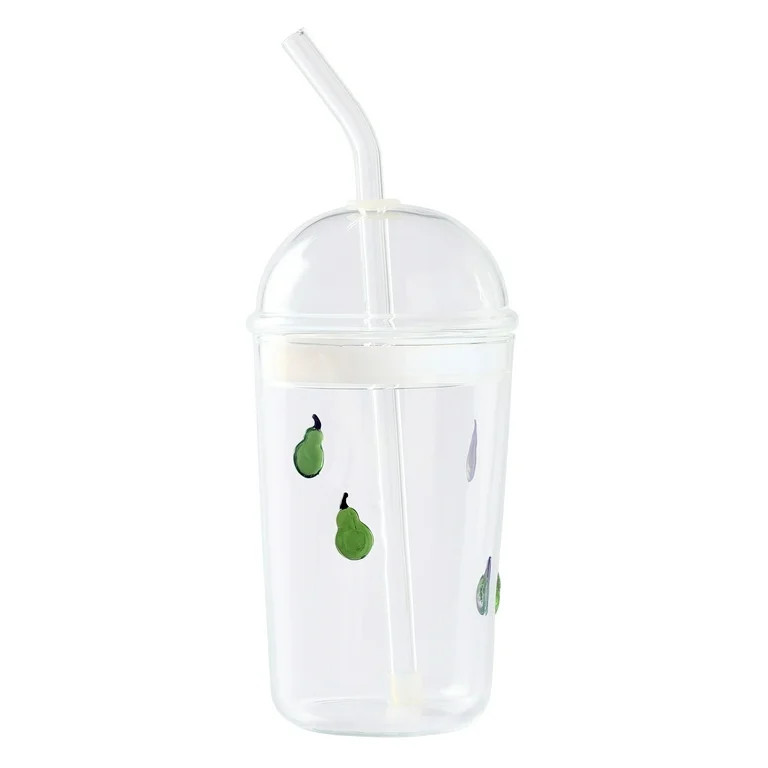 Better Homes & Gardens Glass Sipper Pear Icon With Glass Lid, 16 Ounce Capacity | Walmart (US)