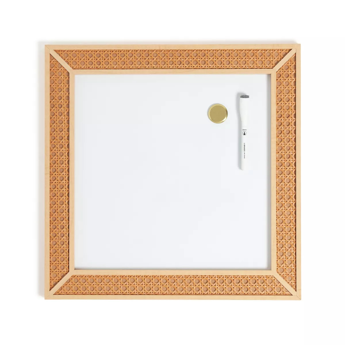 U Brands 17"x17" Rattan Frame Dry Erase Board Natural | Target