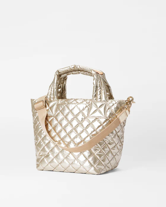 Platinum Metallic Lacquer Mini Metro Tote Deluxe With Chain + Charm | MZ Wallace