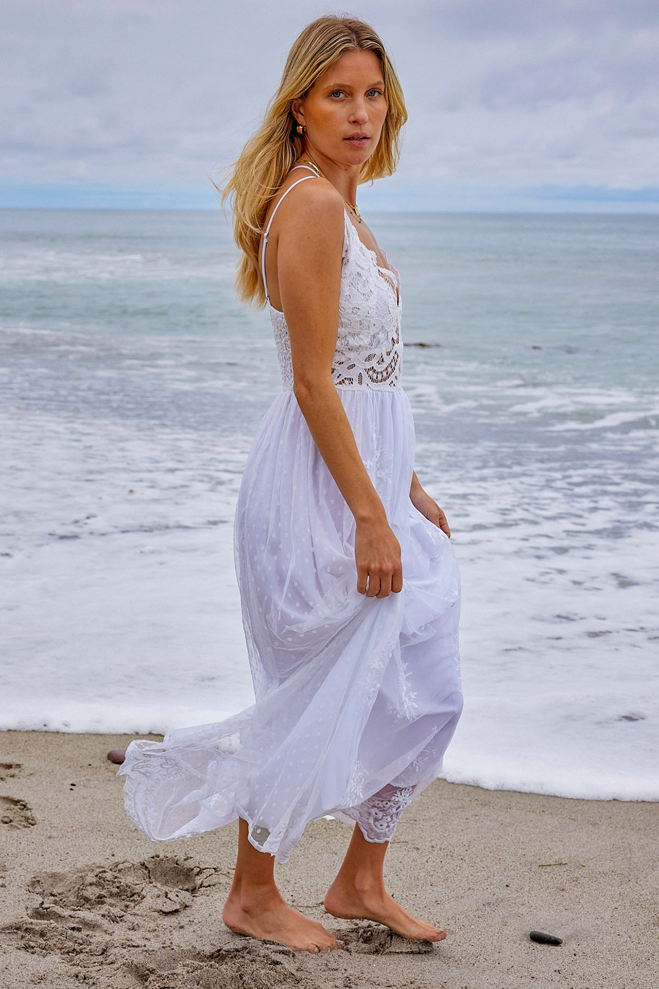 Paradise Island Scalloped White Lace Maxi Dress | Magnolia Boutique