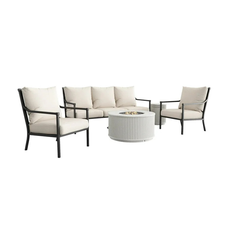 My Texas House Cambria 2-Pack Outdoor Stationary Steel Conversation Chairs, Black | Walmart (US)