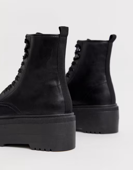 ASOS DESIGN Acton chunky lace up boots in black | ASOS US