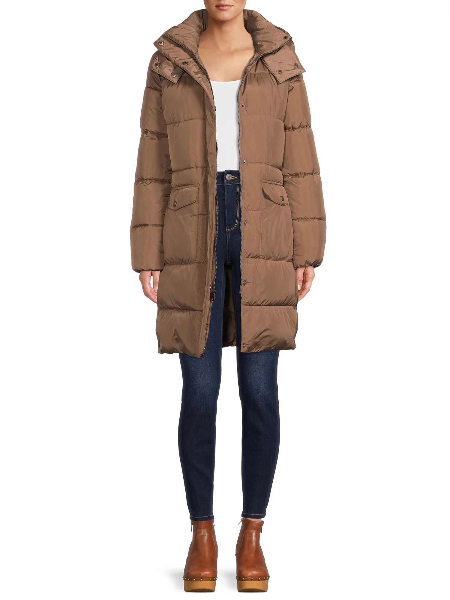 BCBG Paris Women's Long Puffer Coat with Hood, Sizes S-XL | Walmart (US)