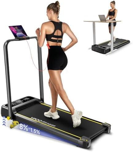 Foldable Treadmill with Incline, Walking Pad with Handle Bar 3 Level Incline, Portable Folding Tr... | Amazon (US)
