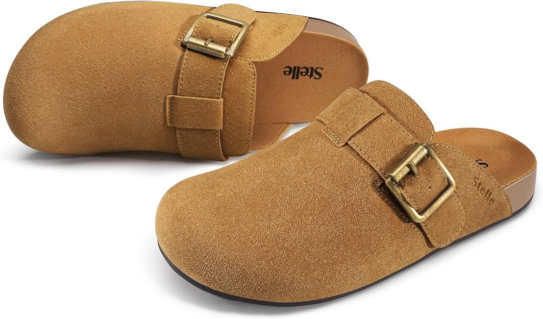 Stelle Suede Clogs for Women Men Potato Shoes with Arch Support Leather Cork Footbed Mules Slip o... | Amazon (US)