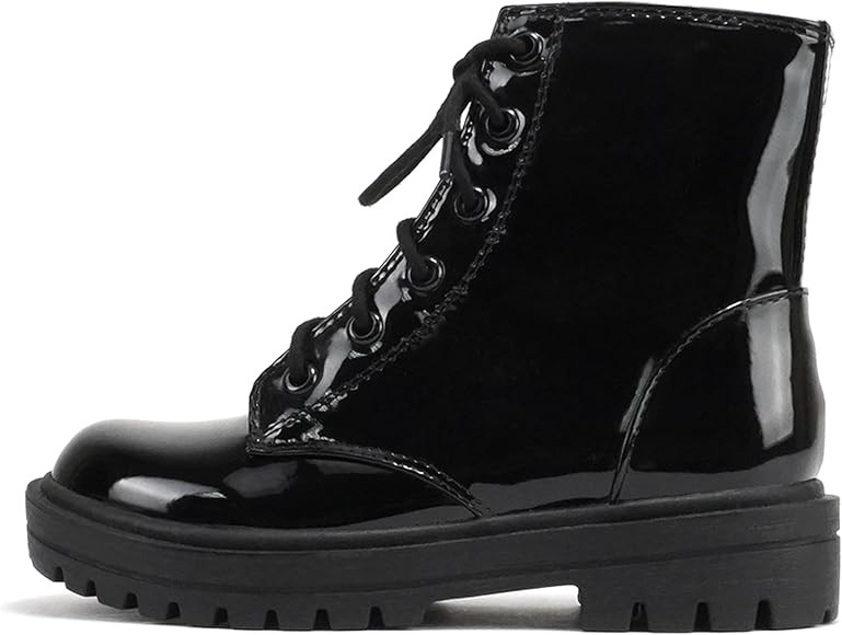 Soda FIRM-2 KIDS/CHILDREN/GIRLS Lug Sole Fashion Combat Ankle Bootie Lace up w/Side Zipper | Amazon (US)