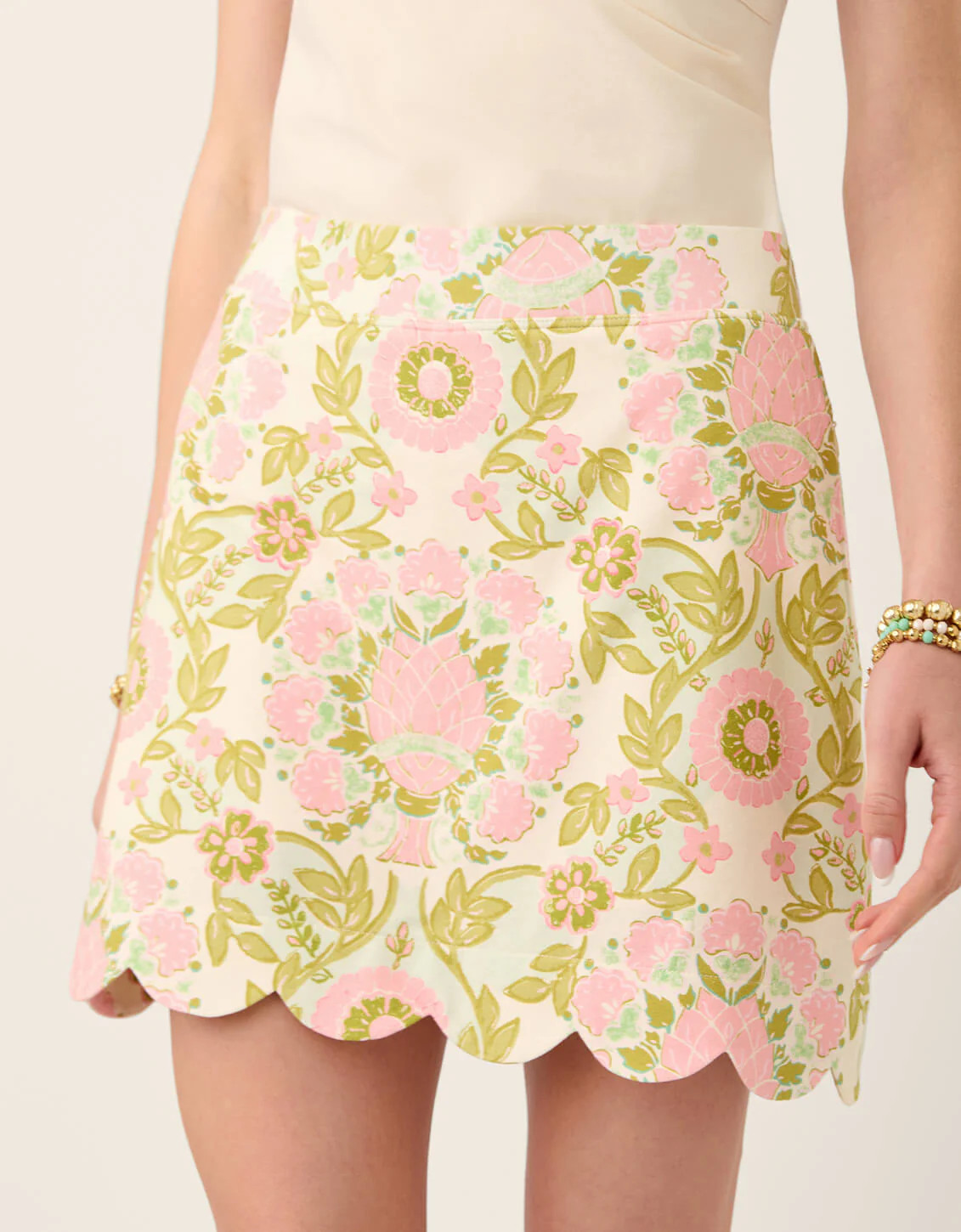 Matilda Scallop Skort Seawall Damask Pink | Spartina 449