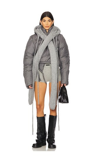 Ottolinger Deconstructed Cropped Puffer Jacket in Grey. | Revolve Clothing (Global)