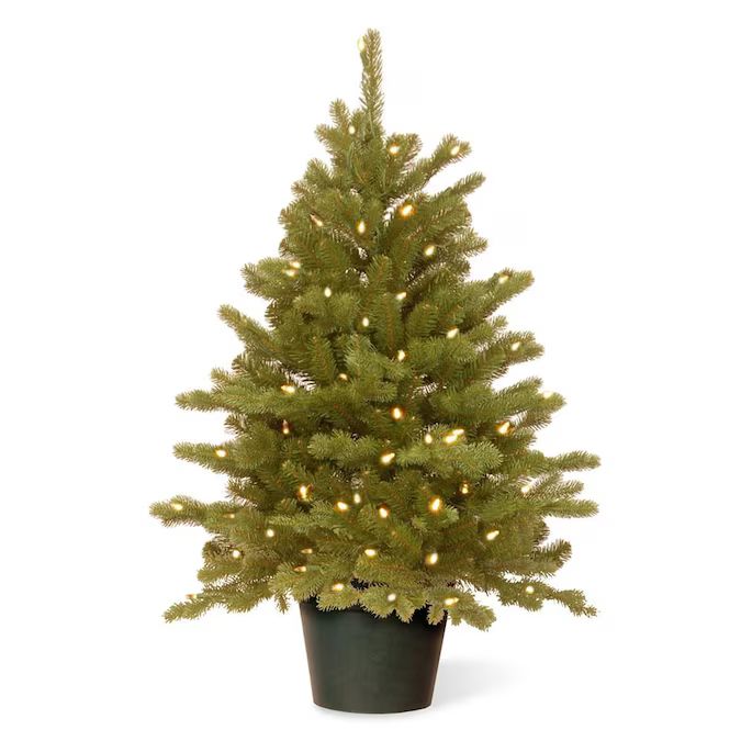 National Tree Company 3-ft Spruce Pre-lit Traditional Artificial Christmas Tree with 100 Constant... | Lowe's