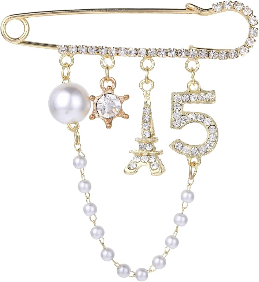 Number 5 Lapel Brooches and Pins, Designer Brooches for Women Vintage Gold Pins and Brooch Imitat... | Amazon (US)