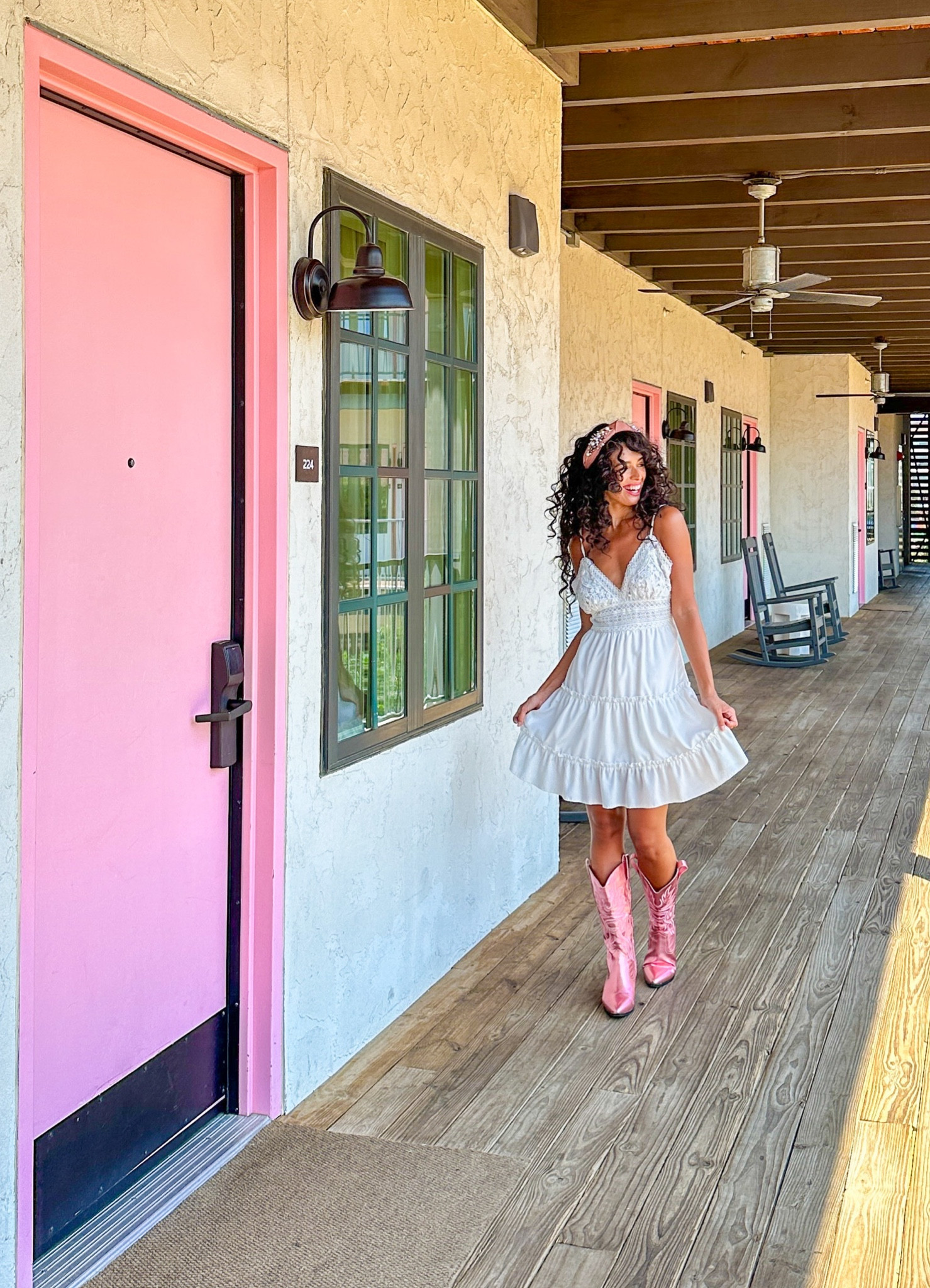 Pink cowboy Taylor swift outfit white dress pink metallic cowgirl country western wear boots summer outfits for concert and festival 

#LTKunder100 #LTKunder50 #LTKshoecrush