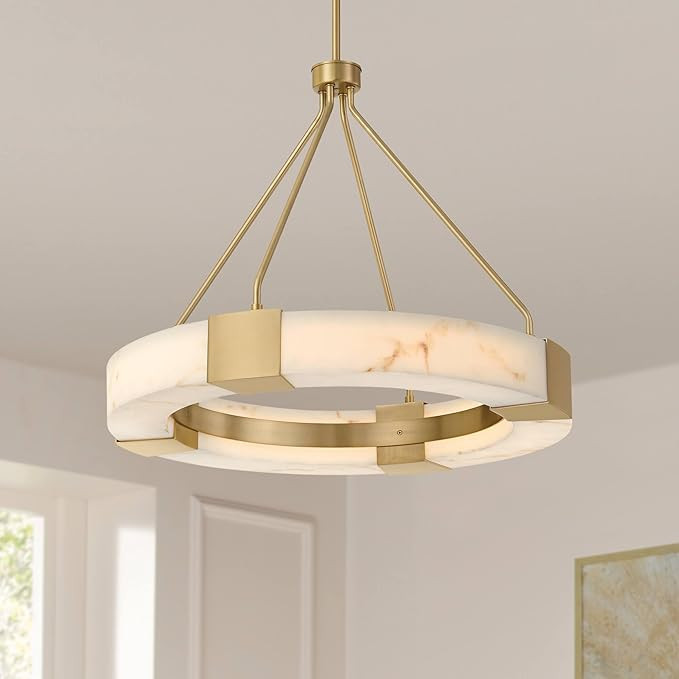 Possini Euro Design Possini Euro Vana 28 1/2" W Gold and Faux Alabaster LED Ring Chandelier | Amazon (US)