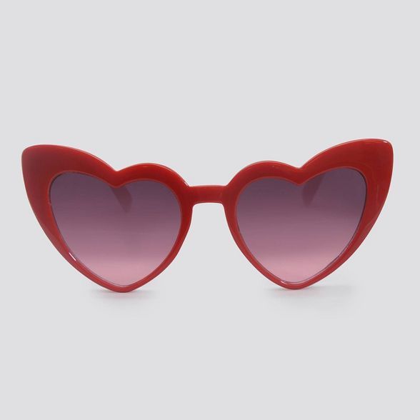 Women's Heart Shaped Plastic Sunglasses Silhouette - Wild Fable™ Red | Target