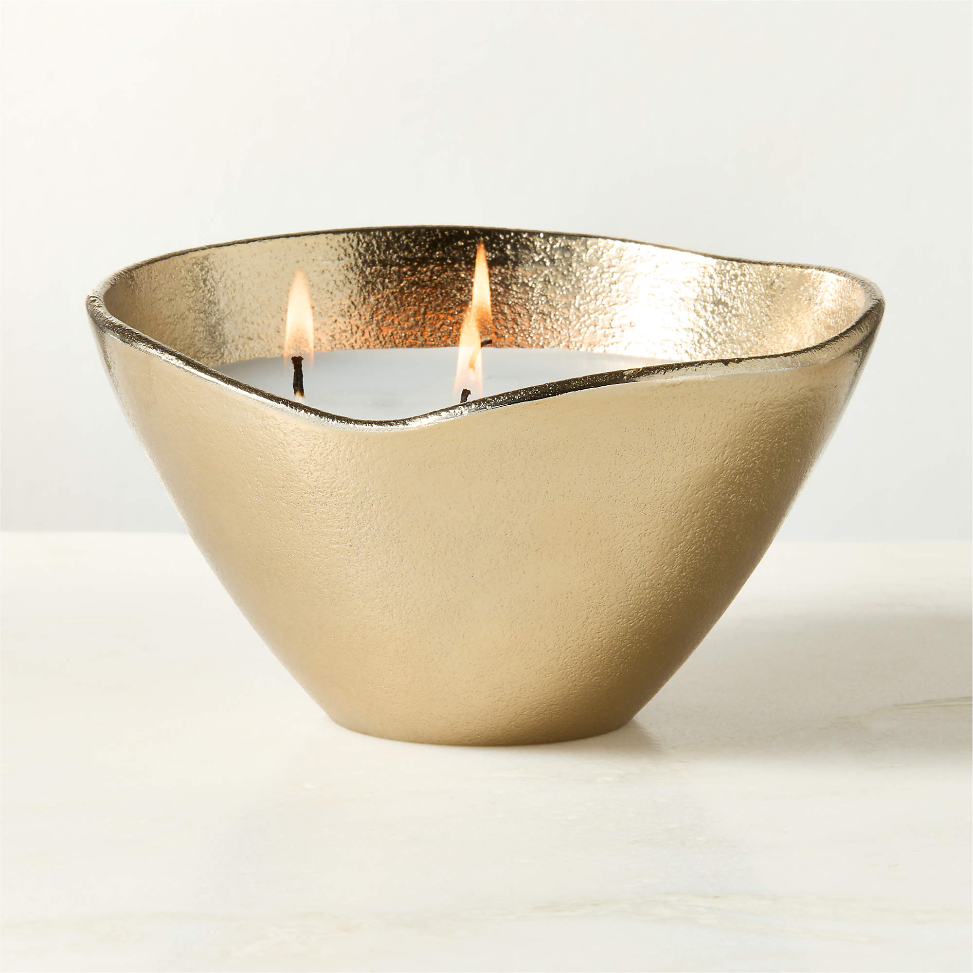 Huron Gold Cast Aluminum Unscented Candle Bowl 26.4oz | CB2 | CB2