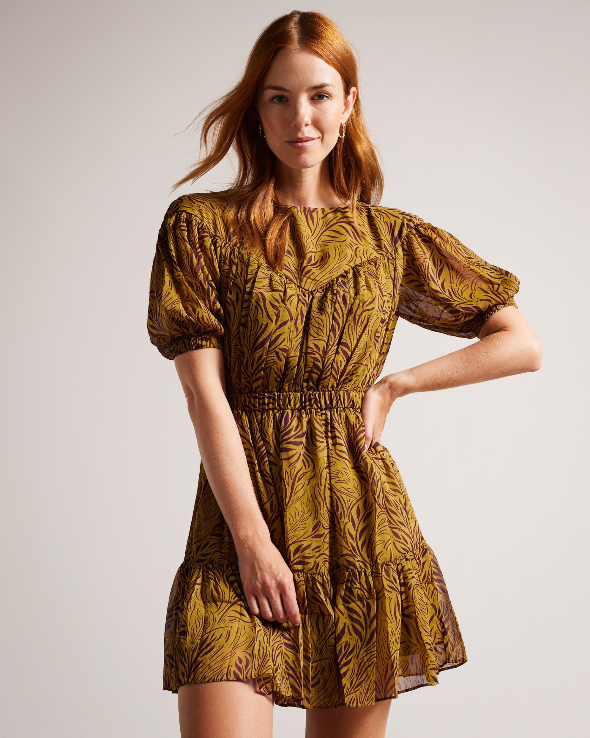 Yoke Detail Printed Mini Dress | Ted Baker (US)