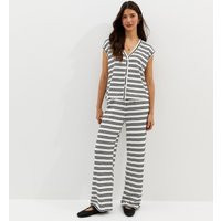 Women's White Soft Touch Striped Trousers New Look | New Look (UK)
