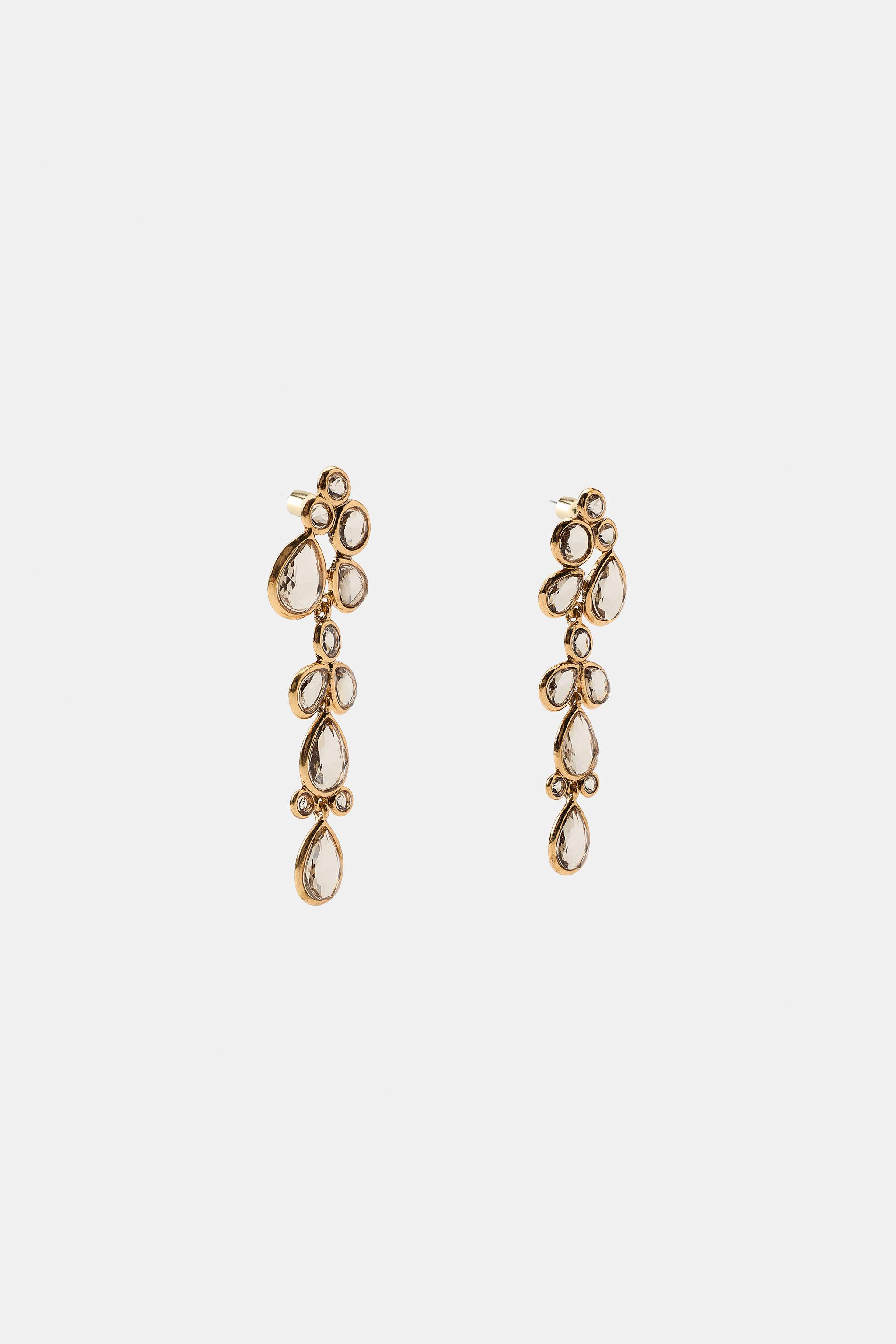 CRYSTAL PIECE EARRINGS | Zara US