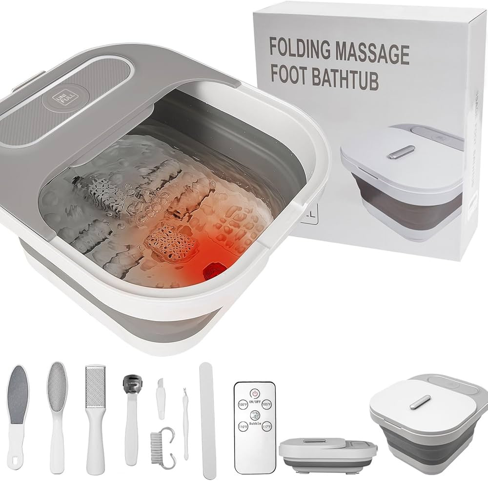 Collapsible Foot Spa Bath with Heat and Massage Rollers, Bubble, Foot Pedicure Kit, Temperature C... | Amazon (US)