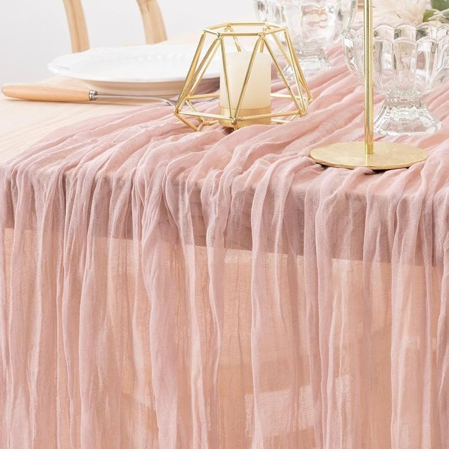 MLMW Pink Easter Table Runner Cheesecloth Gender Reveal Cheese Cloth Decorations 160 inch Boho Ga... | Amazon (US)