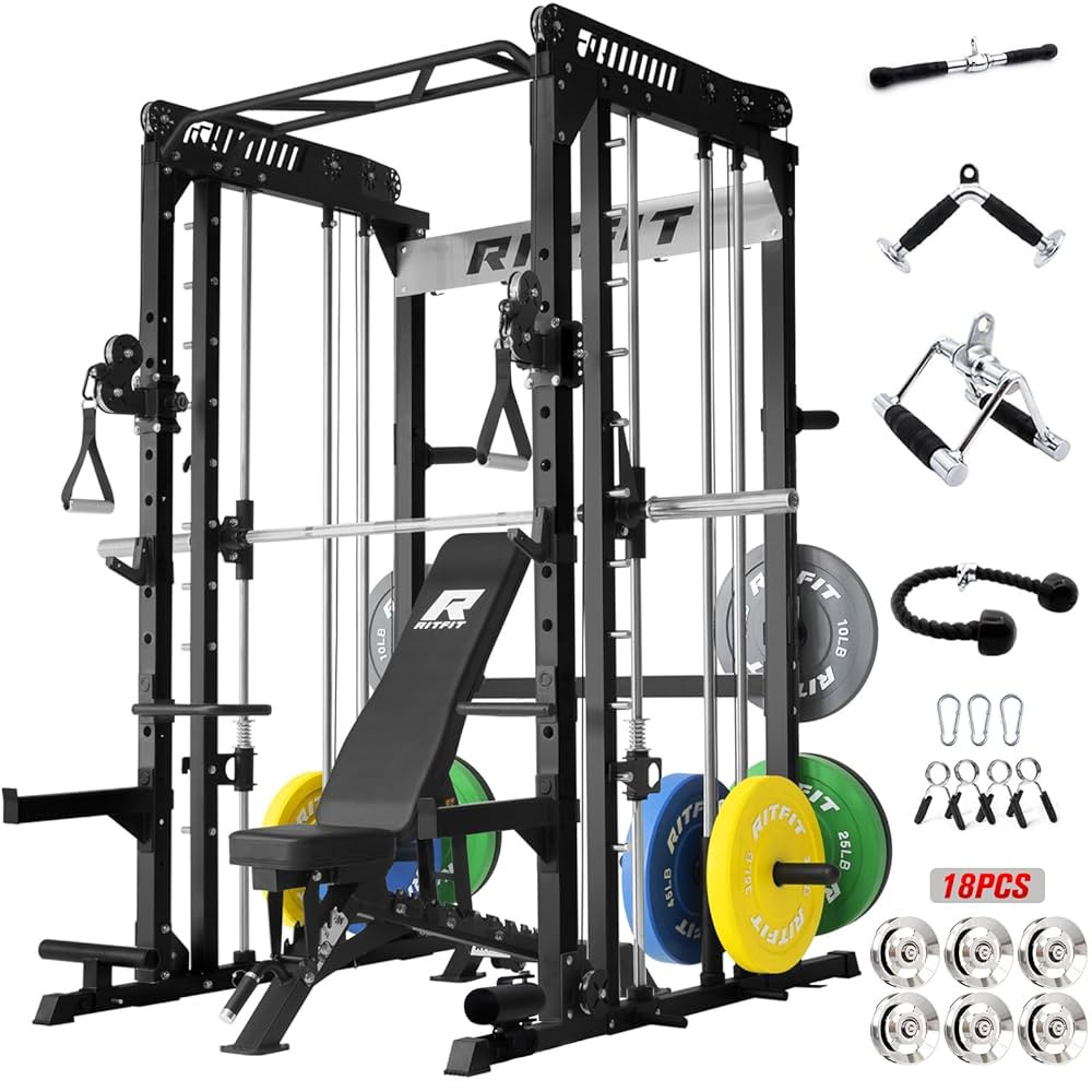 RitFit M1 & M1 Pro Smith Machine Package for Home Gym, 1850 LBS Capacity Power Cage with Cable Cr... | Amazon (US)