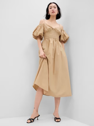 Off-Shoulder Puff Sleeve Maxi Dress | Gap (US)