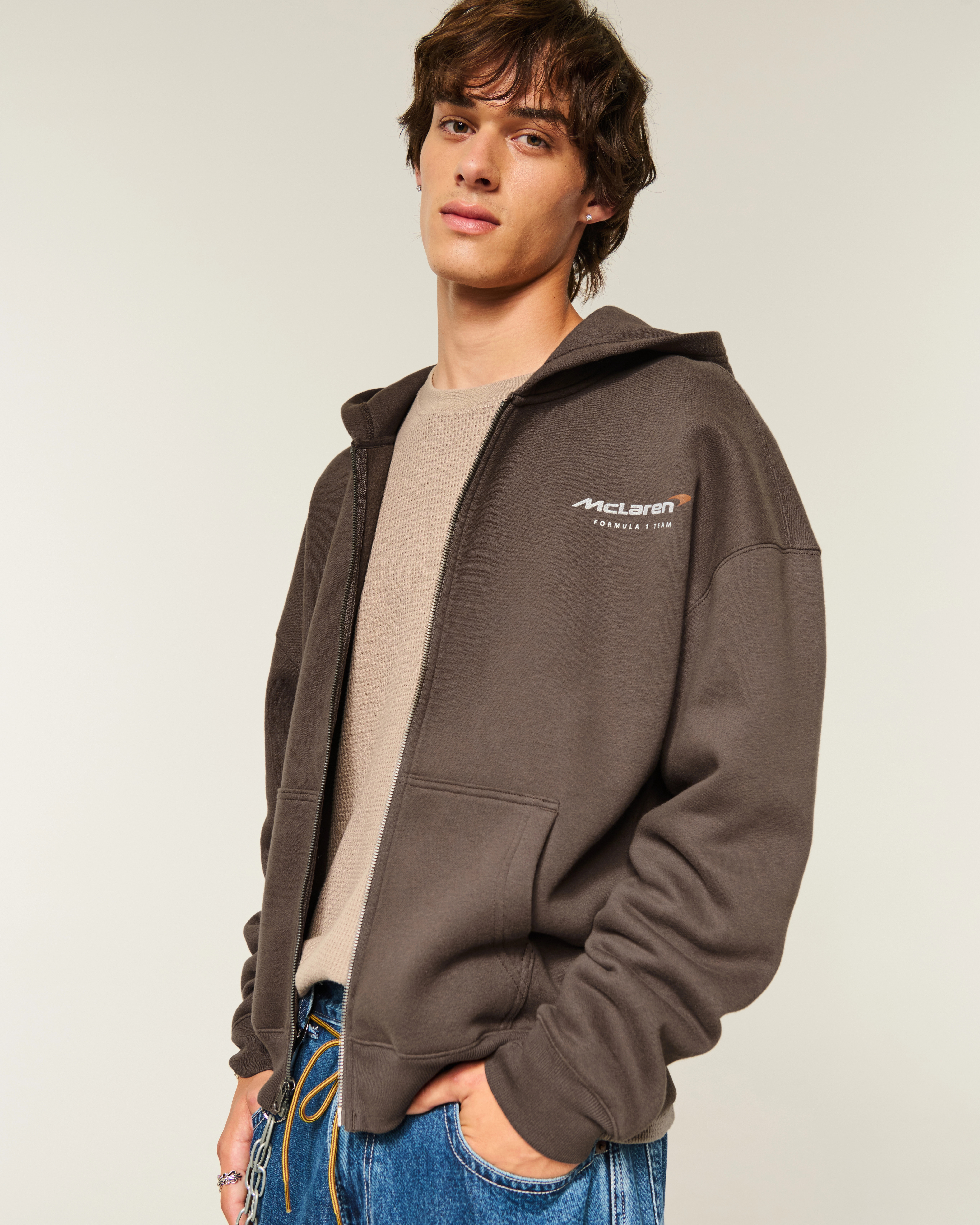 Boxy McLaren Graphic Zip-Up Hoodie | Hollister (US)