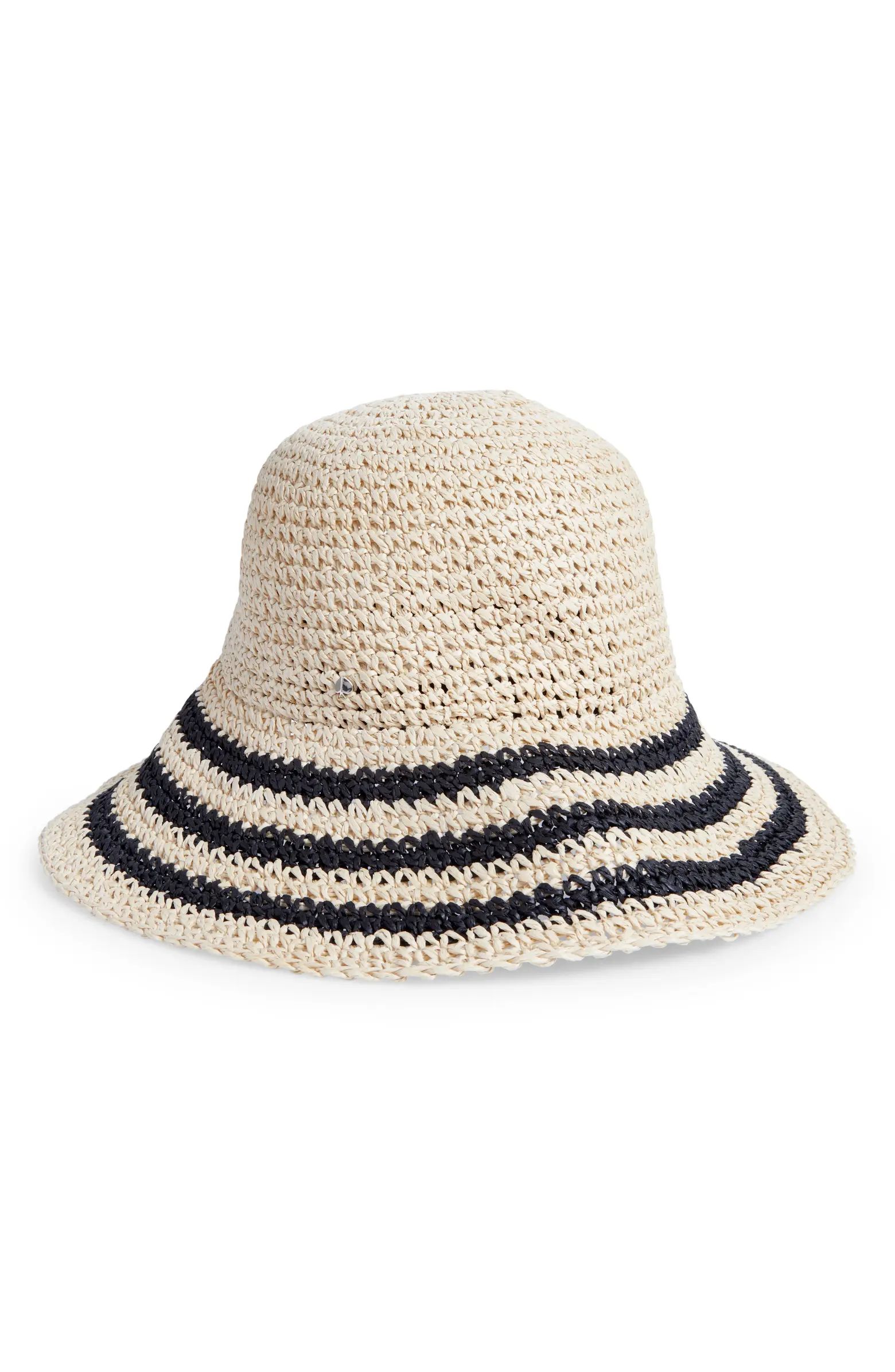 stripe crushable straw cloche hat | Nordstrom