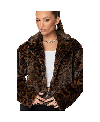 Womens Lady Leopard Faux Fur Jacket | Macy's