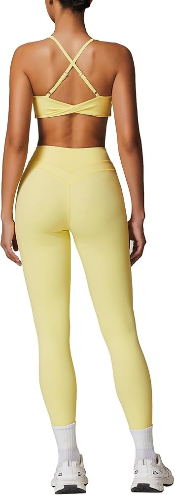 Womens Workout Sets Adjustable Straps Sports Bras and High Waist Leggings Sets Pilates 2 Piece Ou... | Amazon (US)