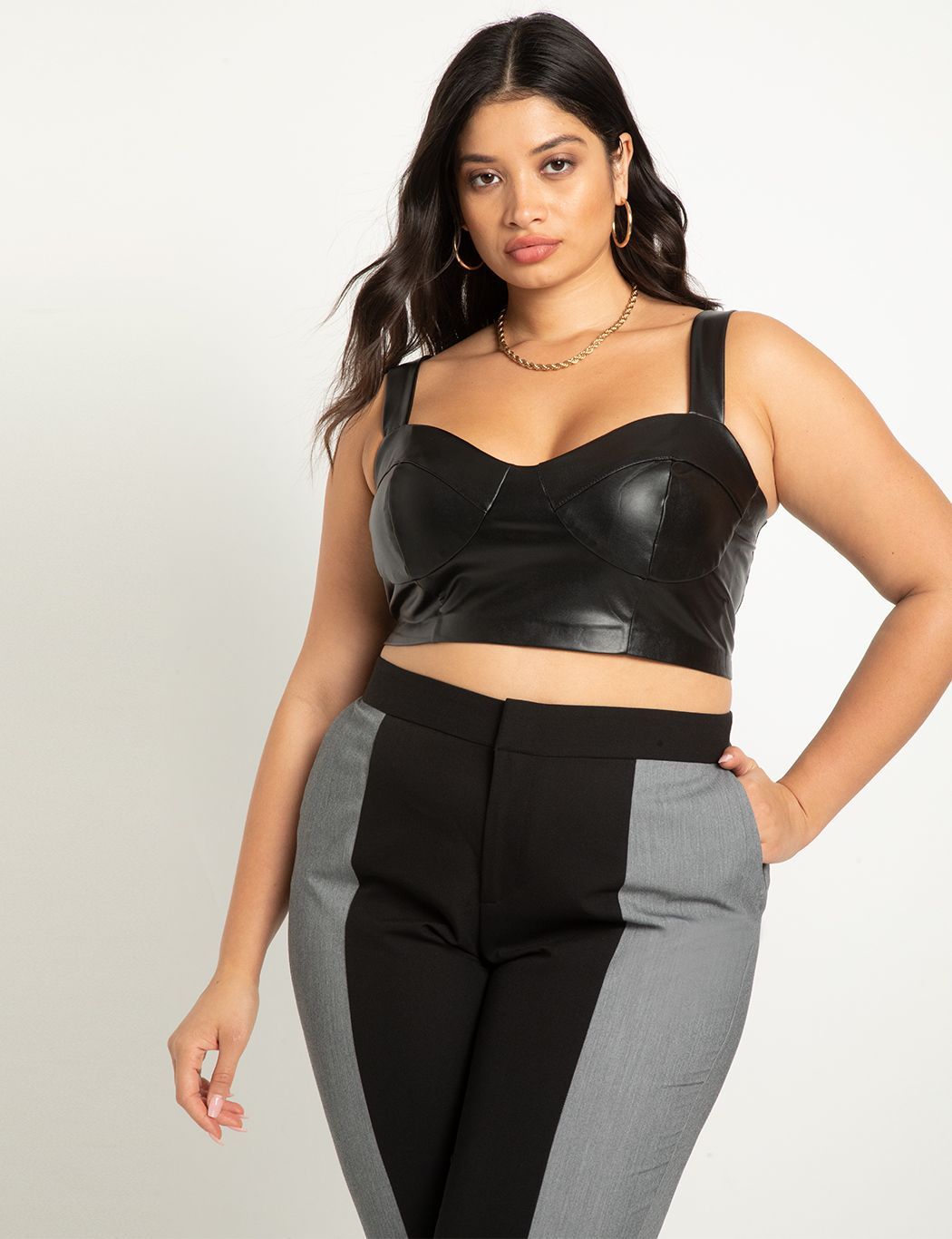 Faux Leather Bustier | Women's Plus Size Tops | ELOQUII | Eloquii