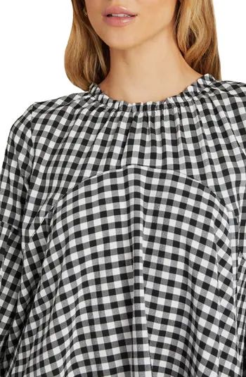 Gingham Balloon Sleeve Babydoll Top | Nordstrom