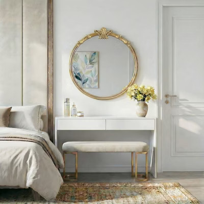 Spassway Vintage Gold Ornate Baroque Decorative Mirror Round Wall Mounted Mirror for Bathroom Entryway Fireplace Living Room Hallway or Wall Decor | Target