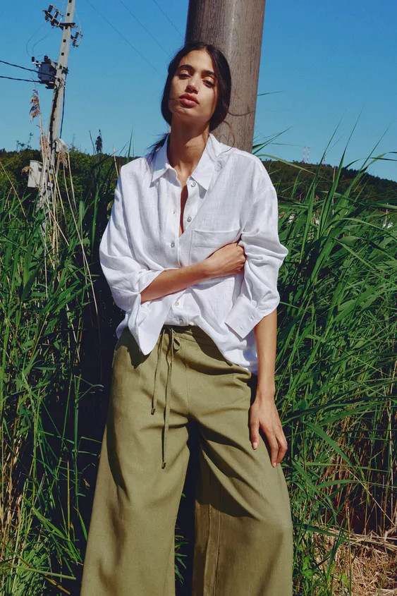 OVERSIZE LINEN BLEND SHIRTWhite+3 | Zara UK